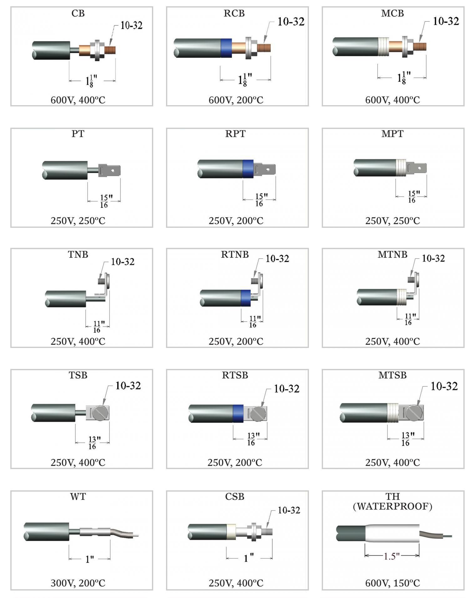 Termination Styles for Straight and Formed Tubular Heaters